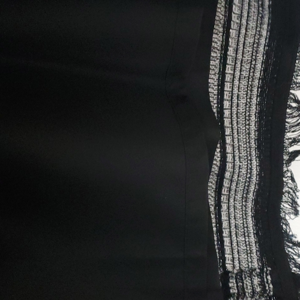 Loft Black/White Tweed with Fringe Skirt, sz 8 - Picture 4 of 8